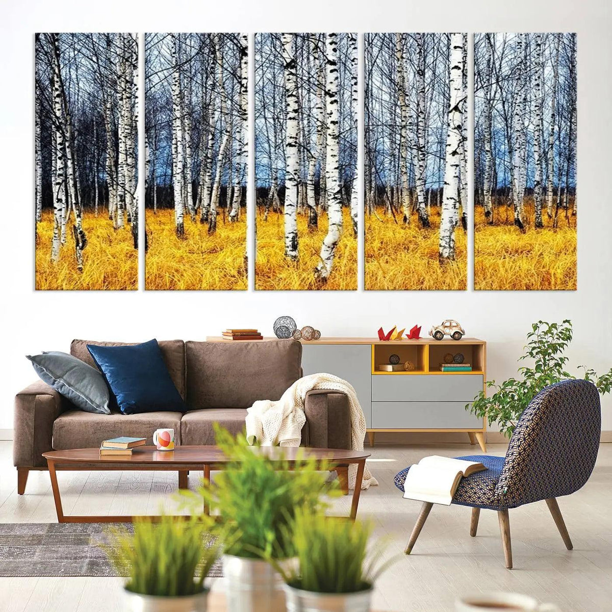 Birch Trees Wall Art Print, Wall Art Landscape Canvas Print