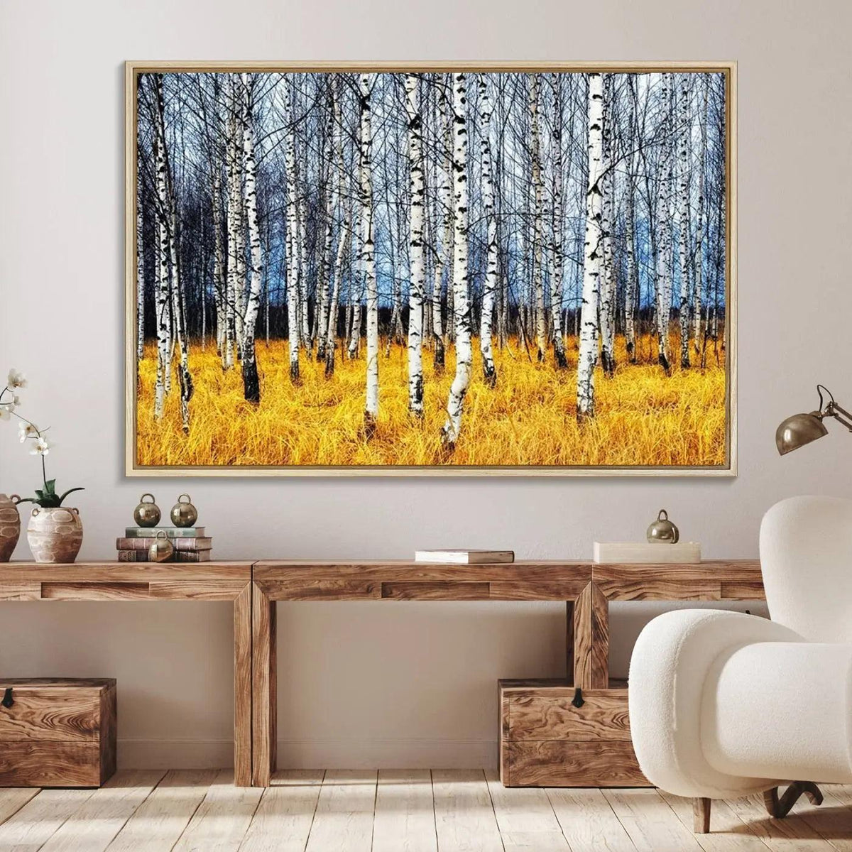 Birch Trees Wall Art Print, Wall Art Landscape Canvas Print