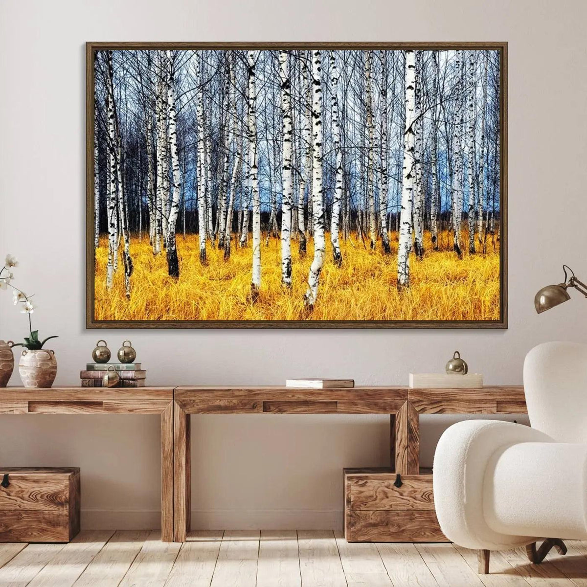 Birch Trees Wall Art Print, Wall Art Landscape Canvas Print