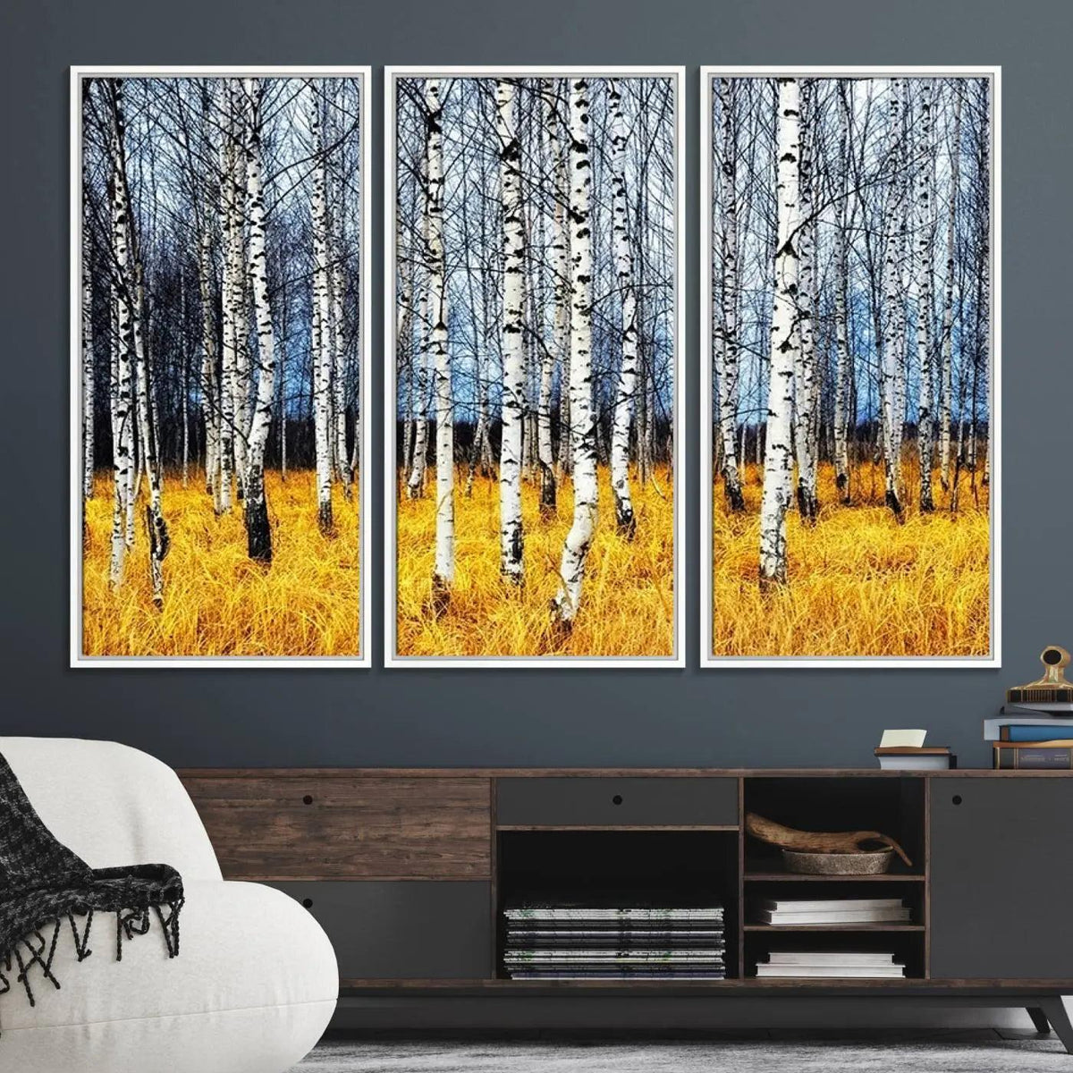 Birch Trees Wall Art Print, Wall Art Landscape Canvas Print
