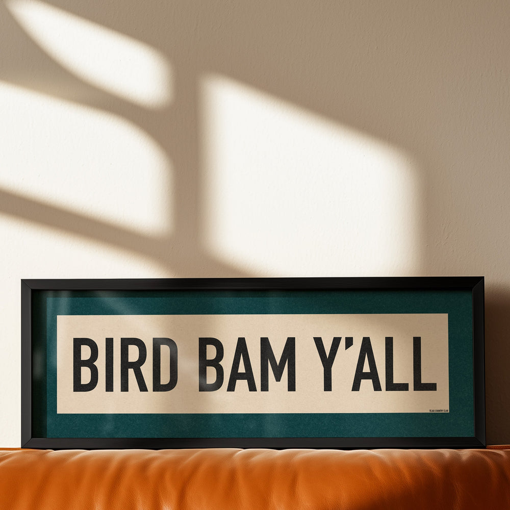 Framed Bird Bam Y'all Mahjong Art Scroll Sign