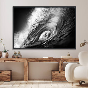 Black Ocean Wave at Sunset Canvas Art, Large Wall Print of