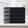 Cotton Floral Jacquard Border Bath Towel Set of 4 - Bath Towel by Superior Brand