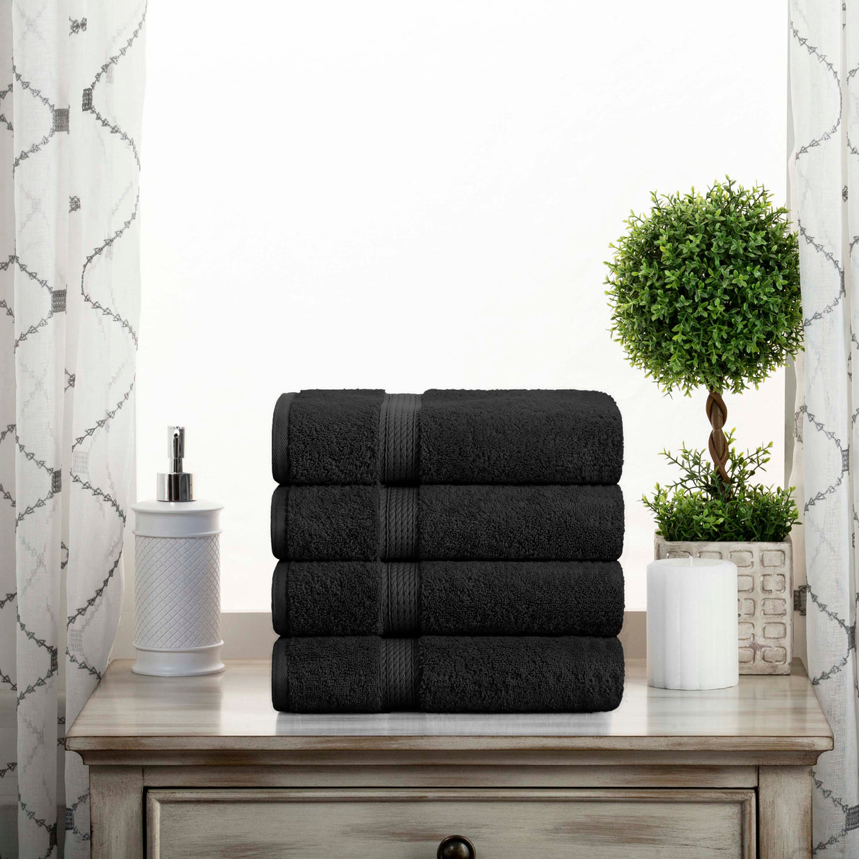 Madison Egyptian Cotton Plush Thick Absorbent Hand Towel Set of 4
