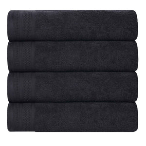 Honeycomb Textured Waffle Border Cotton Bath Towels, Set of 4 - Bath Towel by Superior Brand