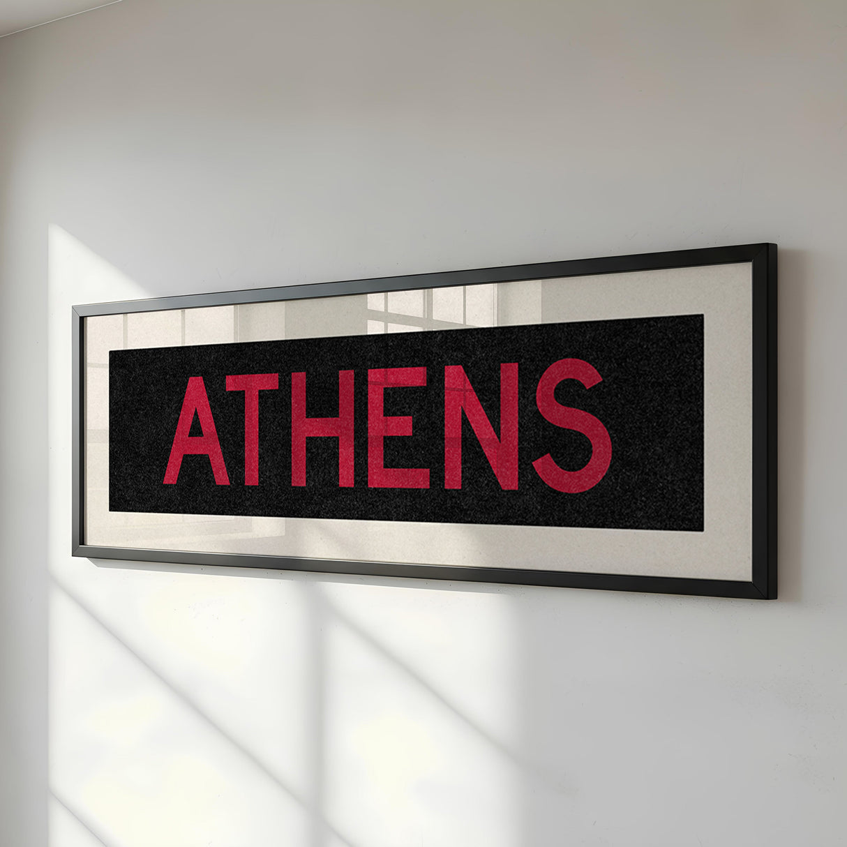 Framed Athens Red and Black Bus Scroll