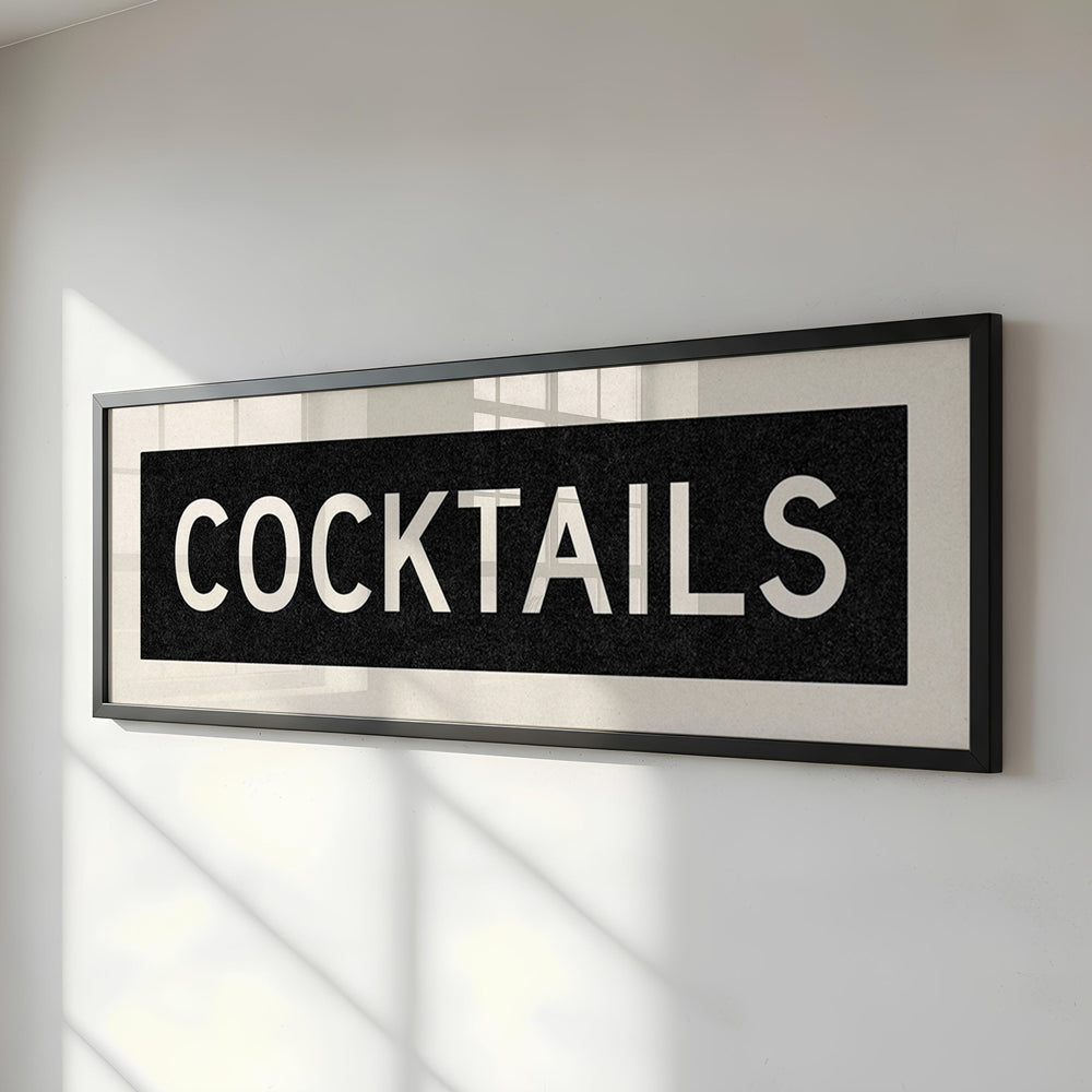 Framed Cocktails Bus Scroll Sign