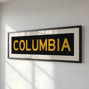 Framed Columbia Black and Gold Bus Scroll