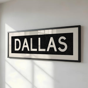 Framed Dallas Bus Scroll Sign