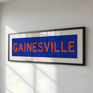 Framed Gainesville Blue Bus Scroll