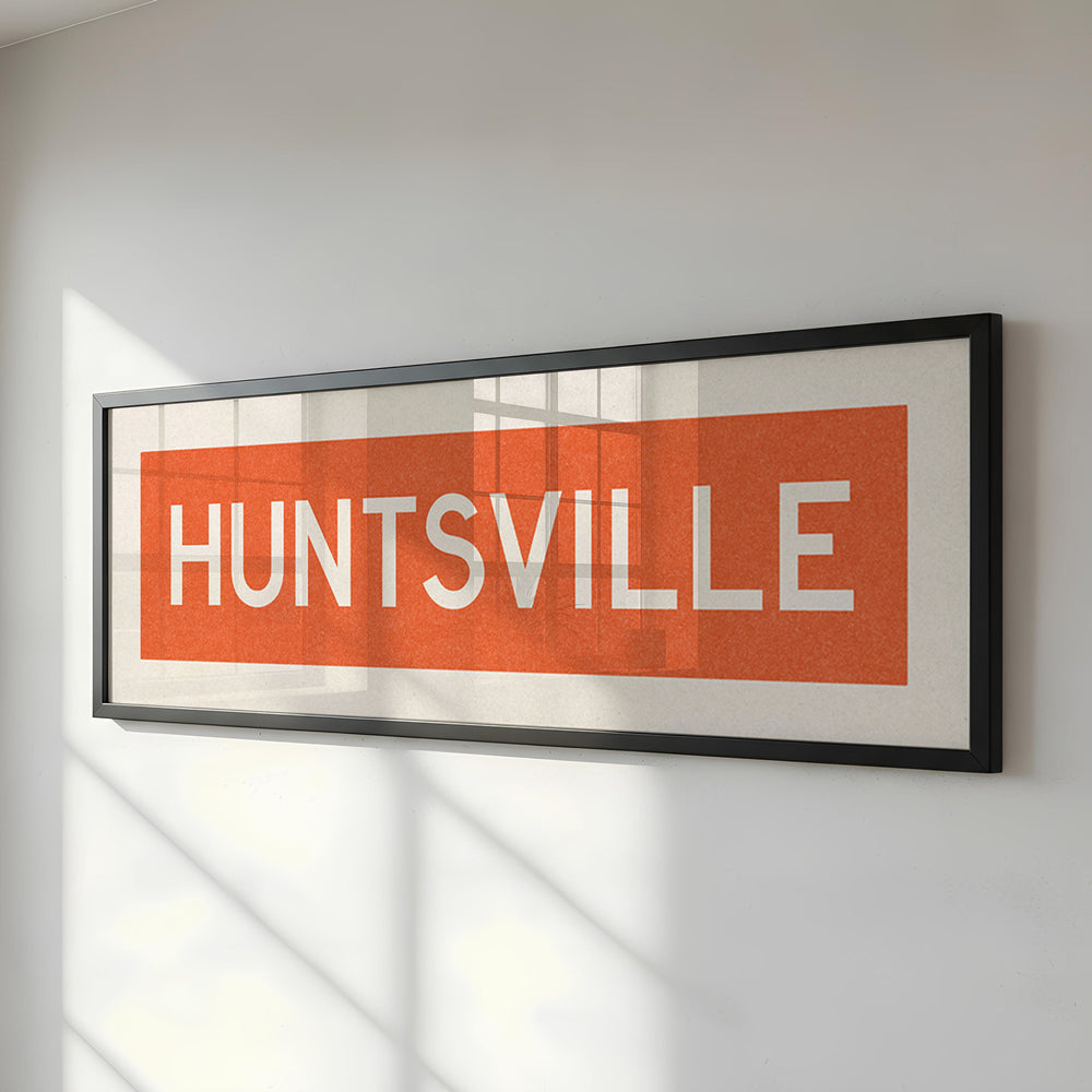 Framed Huntsville Orange and White Bus Scroll