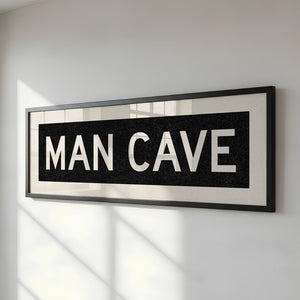 Framed Man Cave Bus Scroll Sign