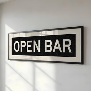 Framed Open Bar Bus Scroll Sign