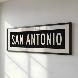 Framed San Antonio Bus Scroll Sign