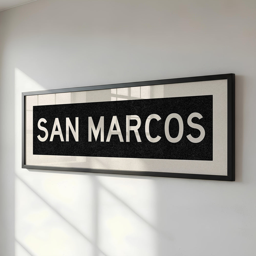 Framed San Marcos Texas Bus Scroll