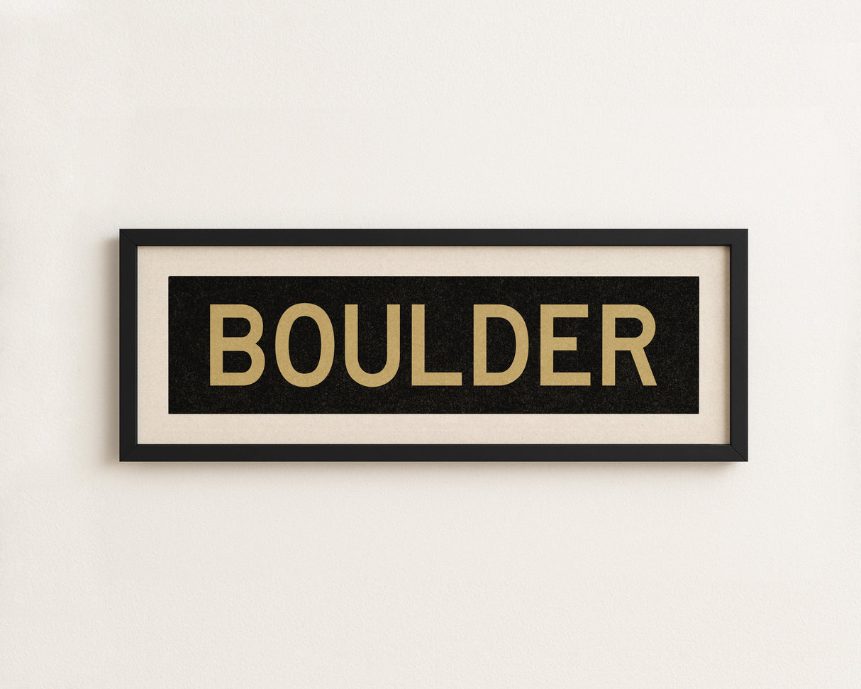 Framed Boulder Black and Gold Bus Scroll
