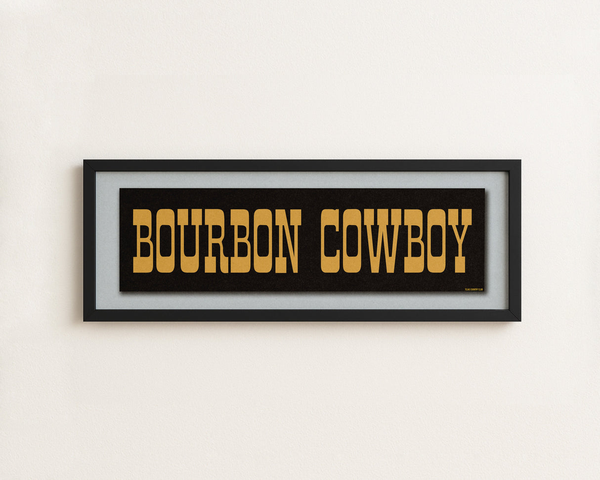 Framed Bourbon Cowboy Black Vintage Bumper Sticker Art Print