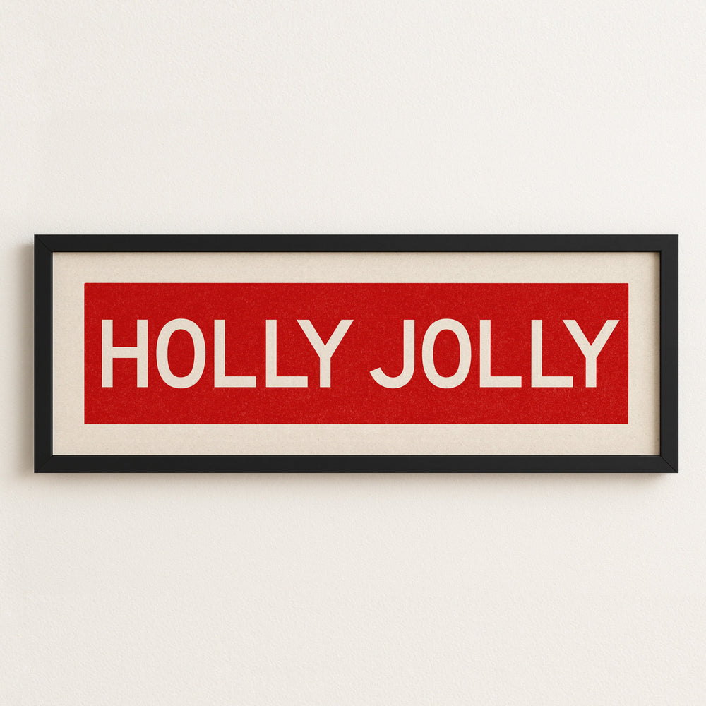 Framed Holly Jolly Red Christmas Art Print