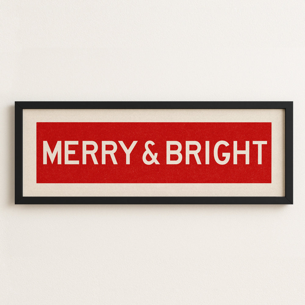Framed Merry & Bright Red Christmas Art Print