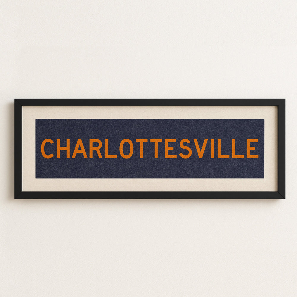 Framed Charlottesville Blue Bus Scroll