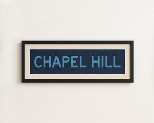Framed Chapel Hill Blue Bus Scroll