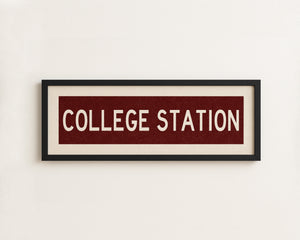 Framed College Station Maroon Bus Scroll
