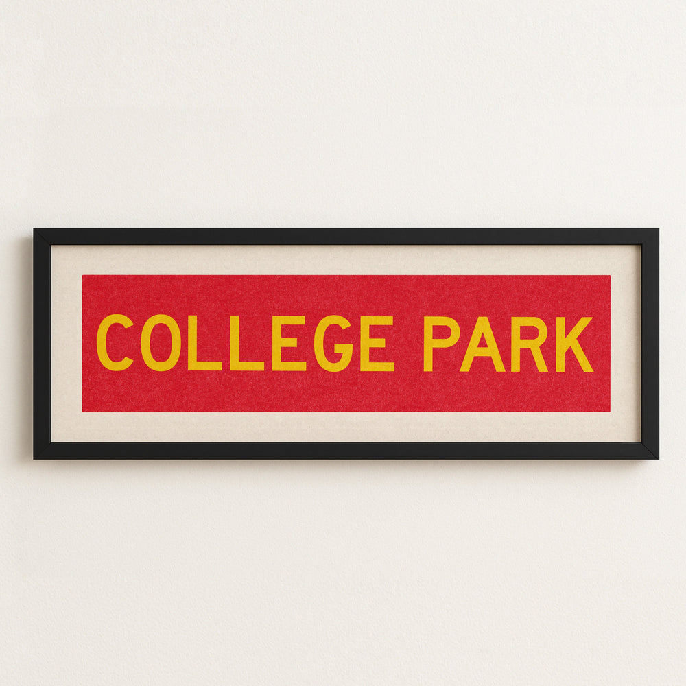 Framed College Park Red and Gold Bus Scroll