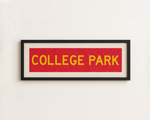 Framed College Park Red and Gold Bus Scroll
