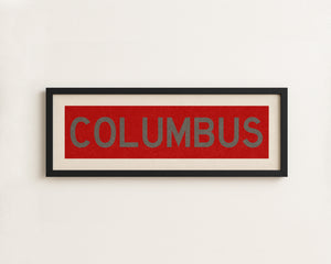 Framed Columbus Red Bus Scroll