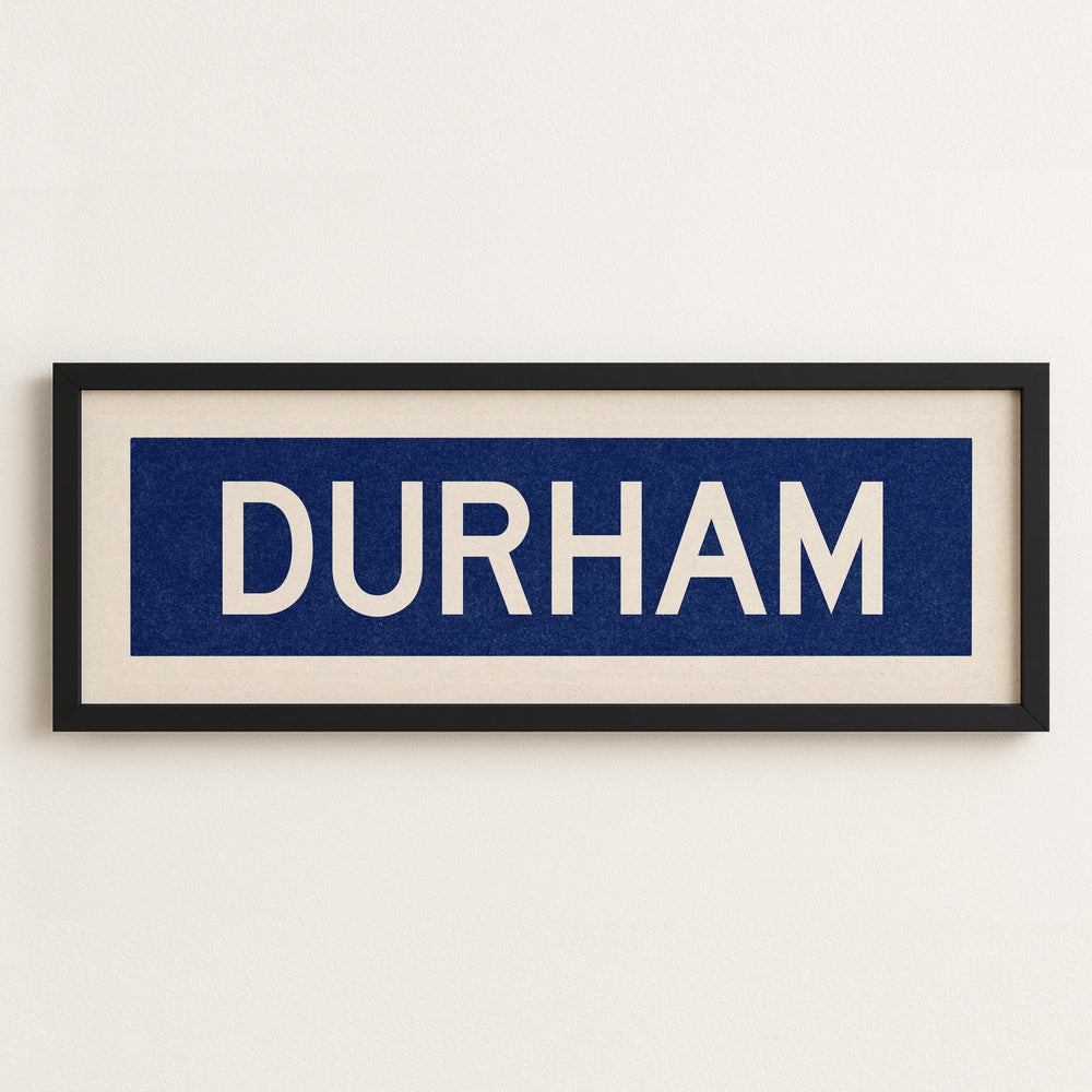 Framed Durham Blue Bus Scroll