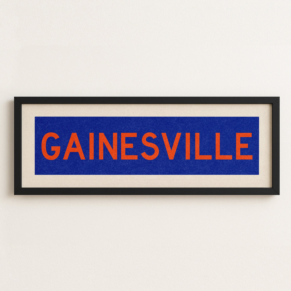 Framed Gainesville Blue Bus Scroll