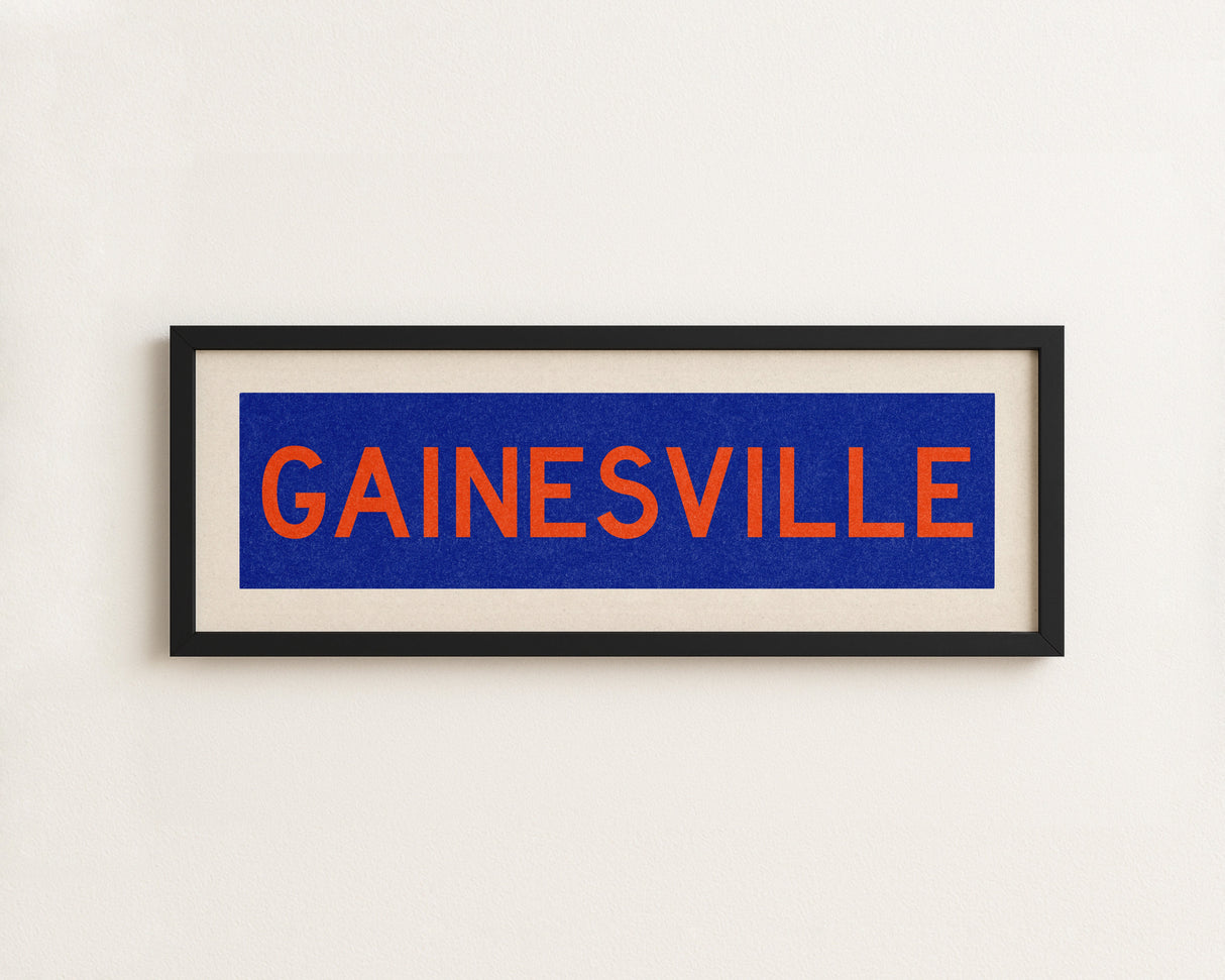 Framed Gainesville Blue Bus Scroll