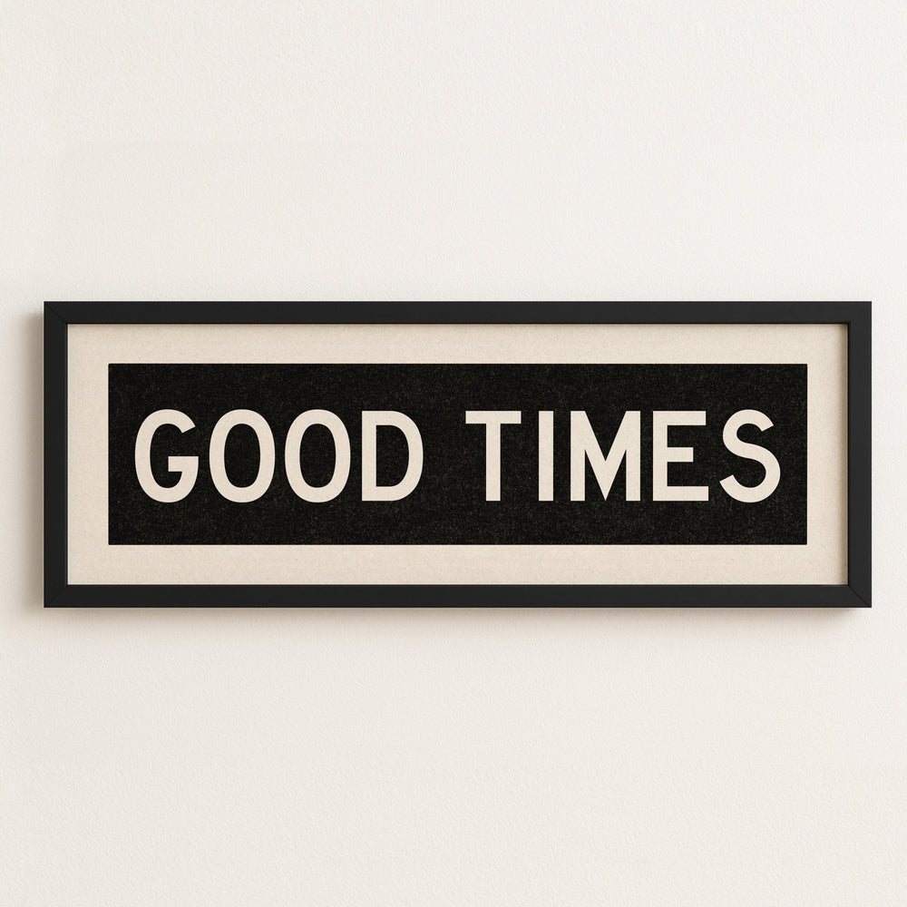 Framed Good Times Bus Scroll Sign
