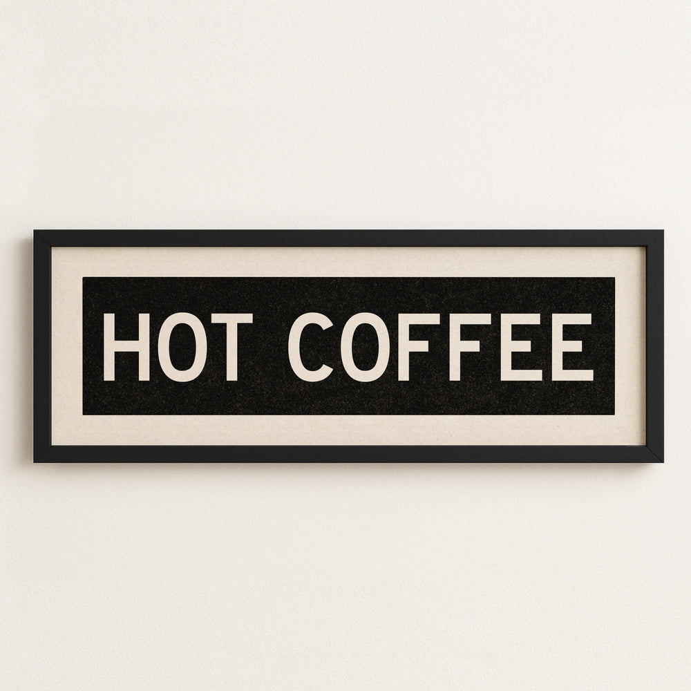 Framed Hot Coffee Bus Scroll Sign