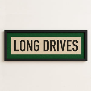 Framed Long Drives Golf Art Scroll Sign