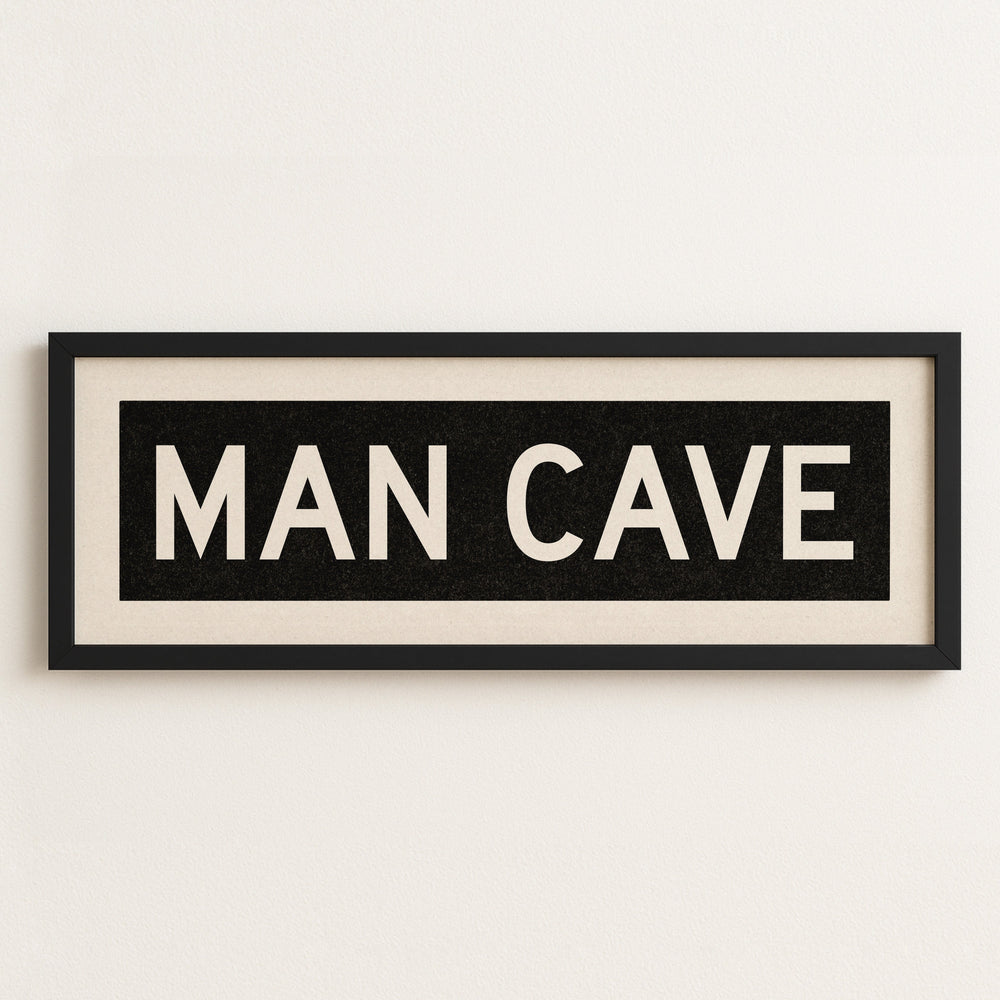 Framed Man Cave Bus Scroll Sign
