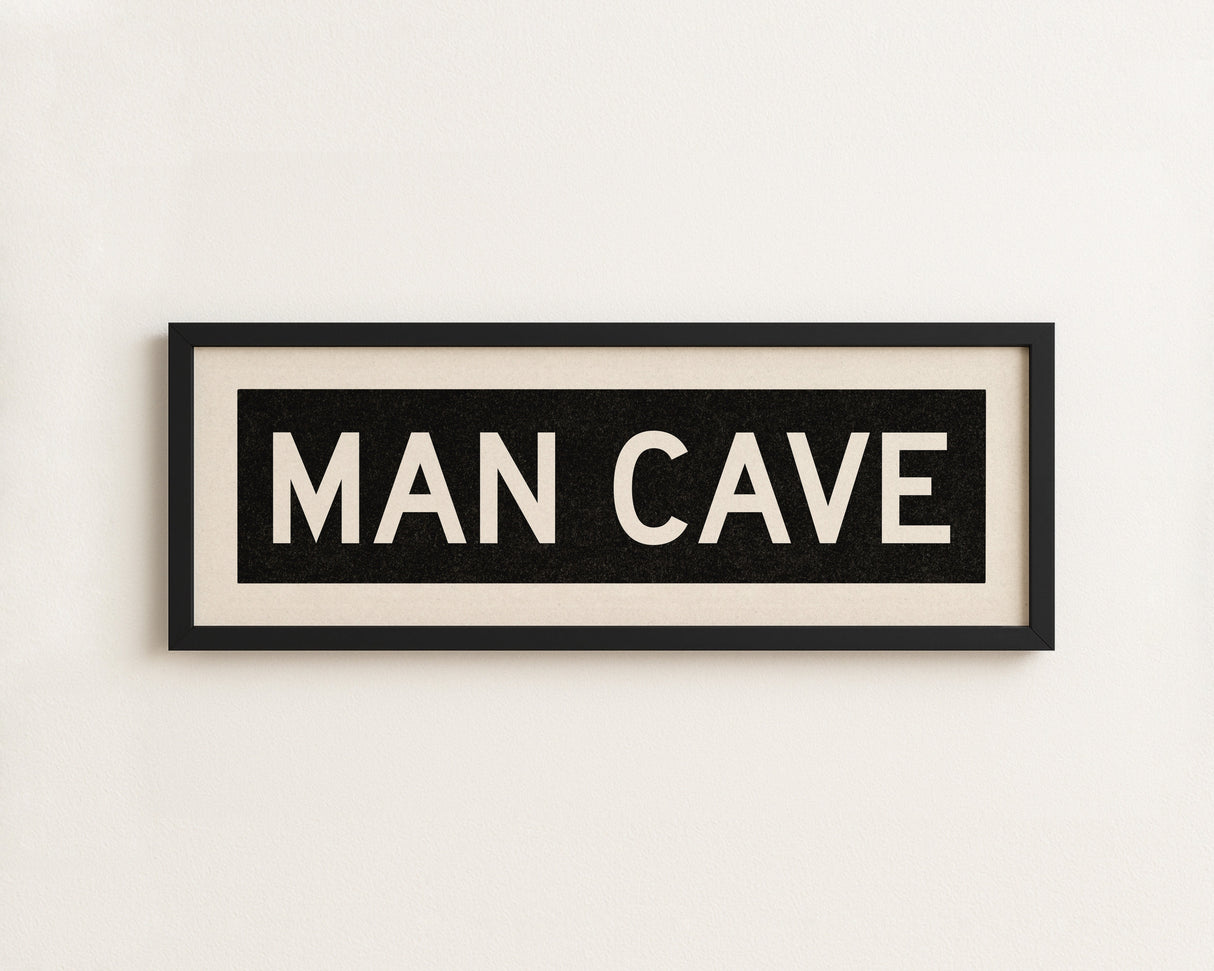 Framed Man Cave Bus Scroll Sign
