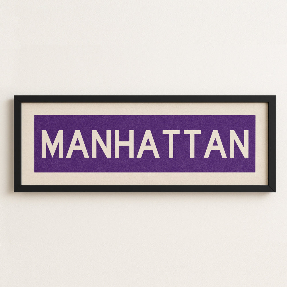 Framed Manhattan Purple Bus Scroll