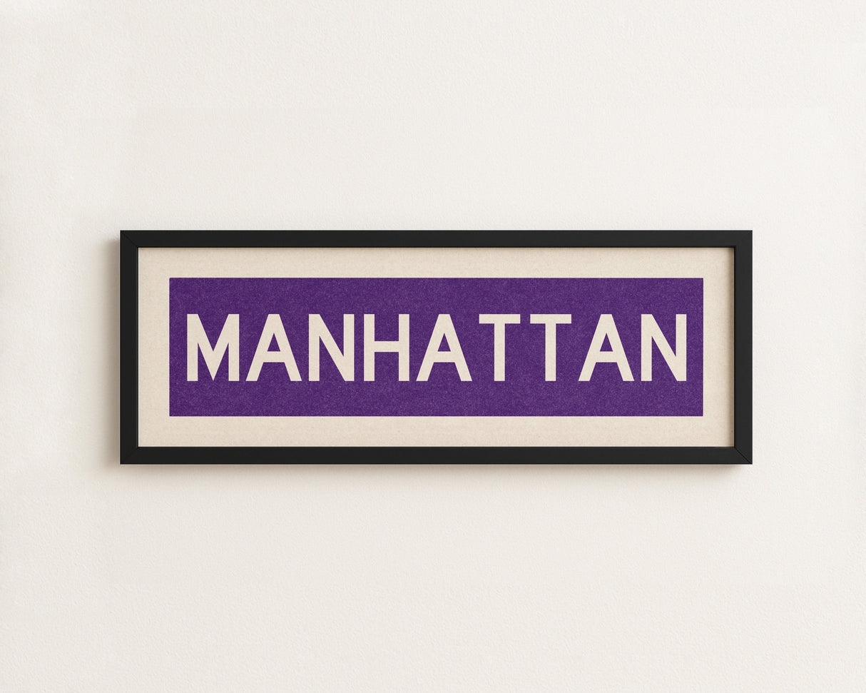 Framed Manhattan Purple Bus Scroll