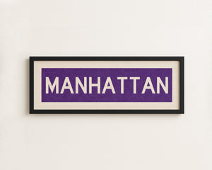 Framed Manhattan Purple Bus Scroll