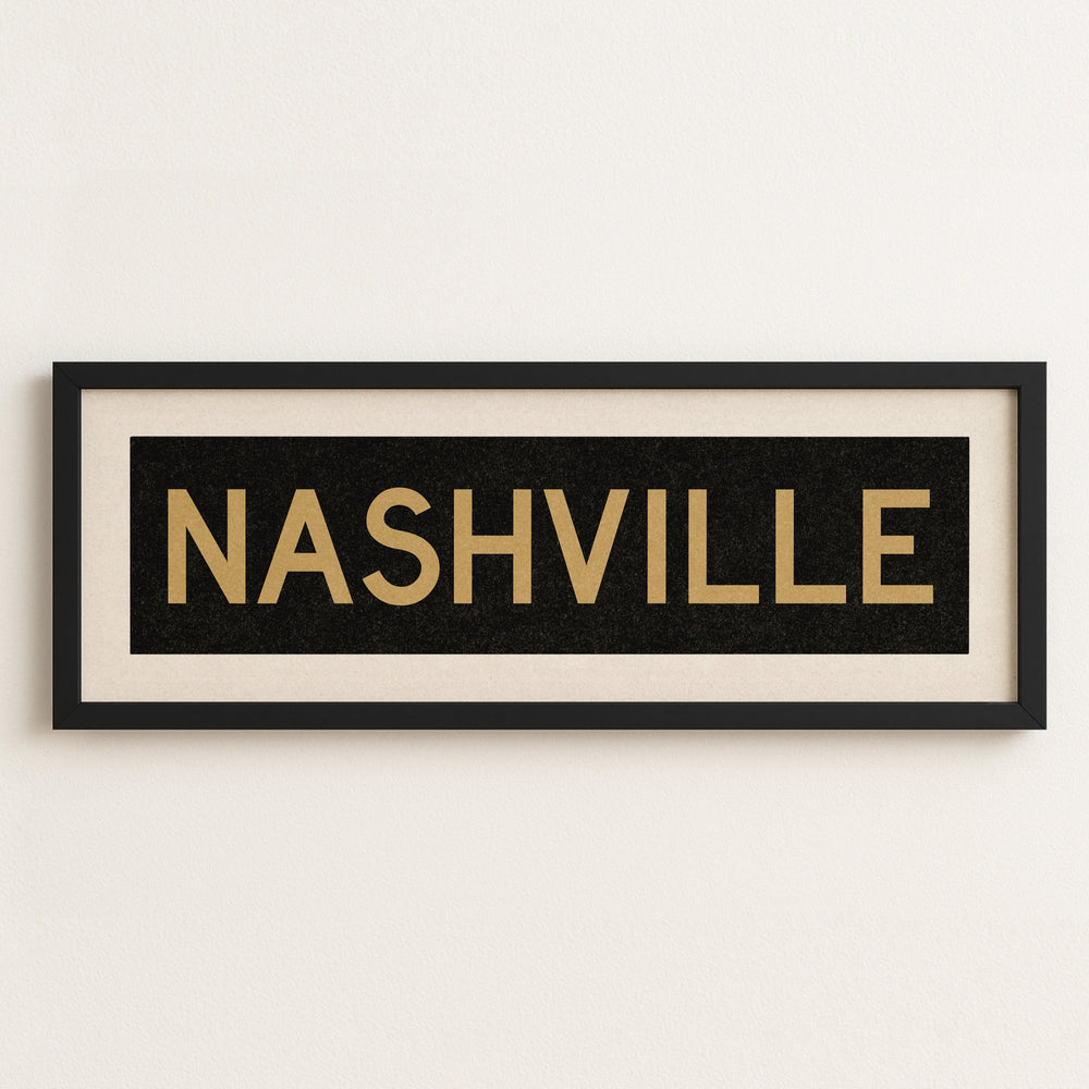 Framed Nashville Black and Gold Bus Scroll