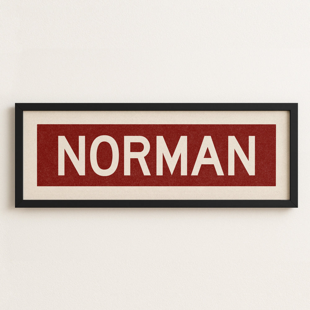 Framed Norman Crimson Bus Scroll