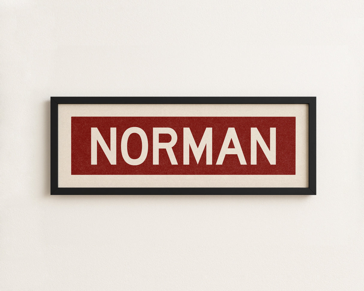 Framed Norman Crimson Bus Scroll