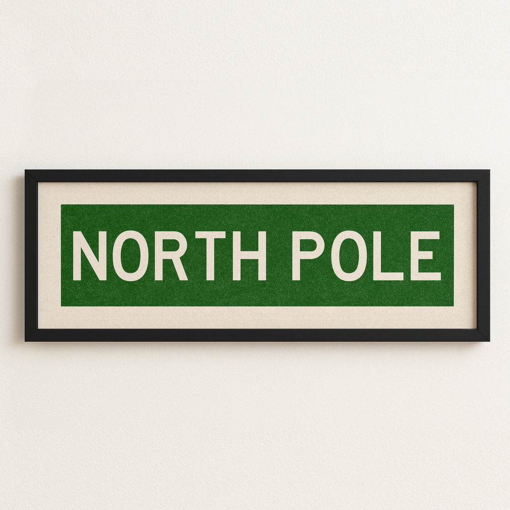 Framed North Pole Green Christmas Art Print