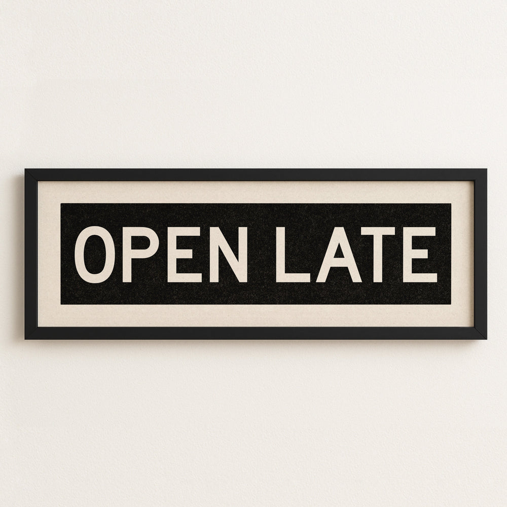 Framed Open Late Bus Scroll Sign