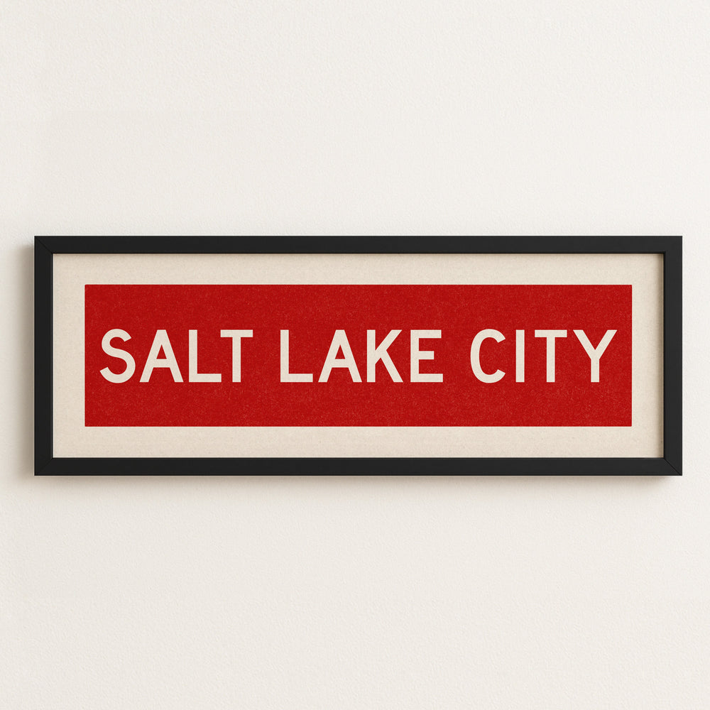 Framed Salt Lake City Red Bus Scroll