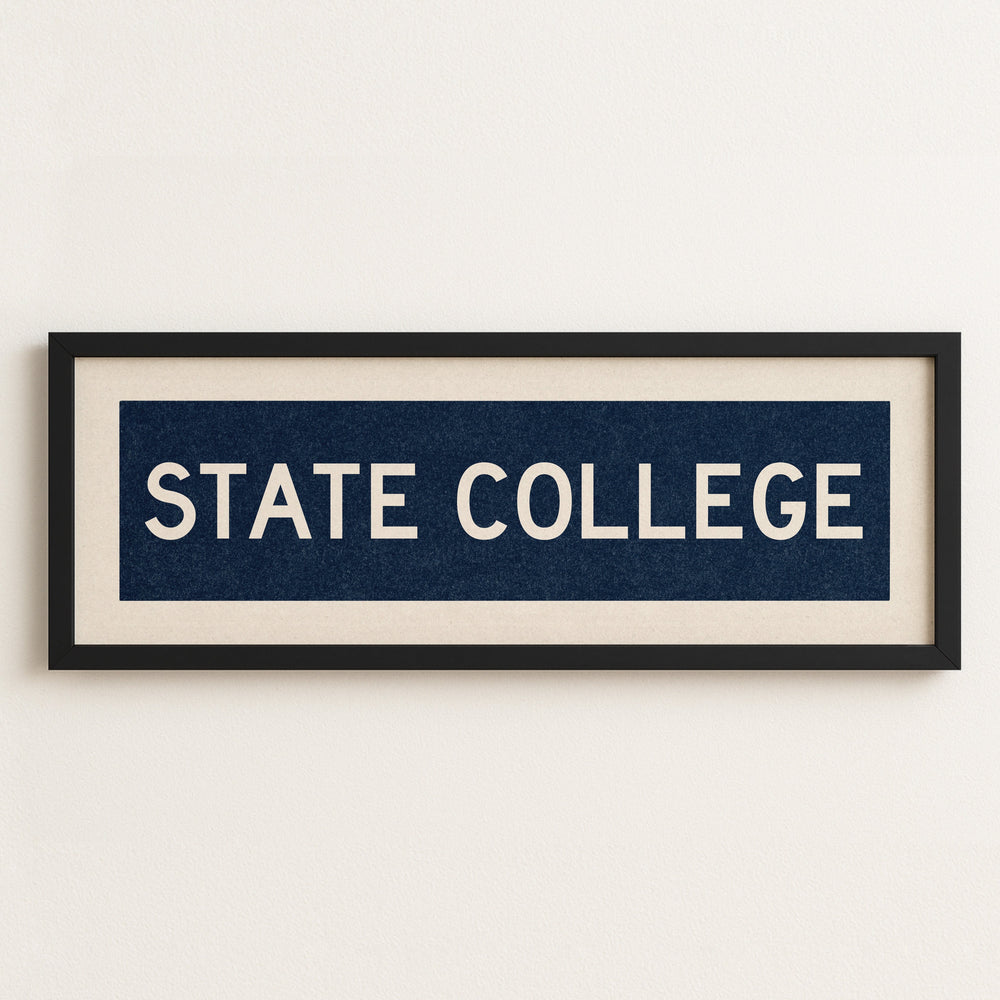Framed State College Navy Bus Scroll