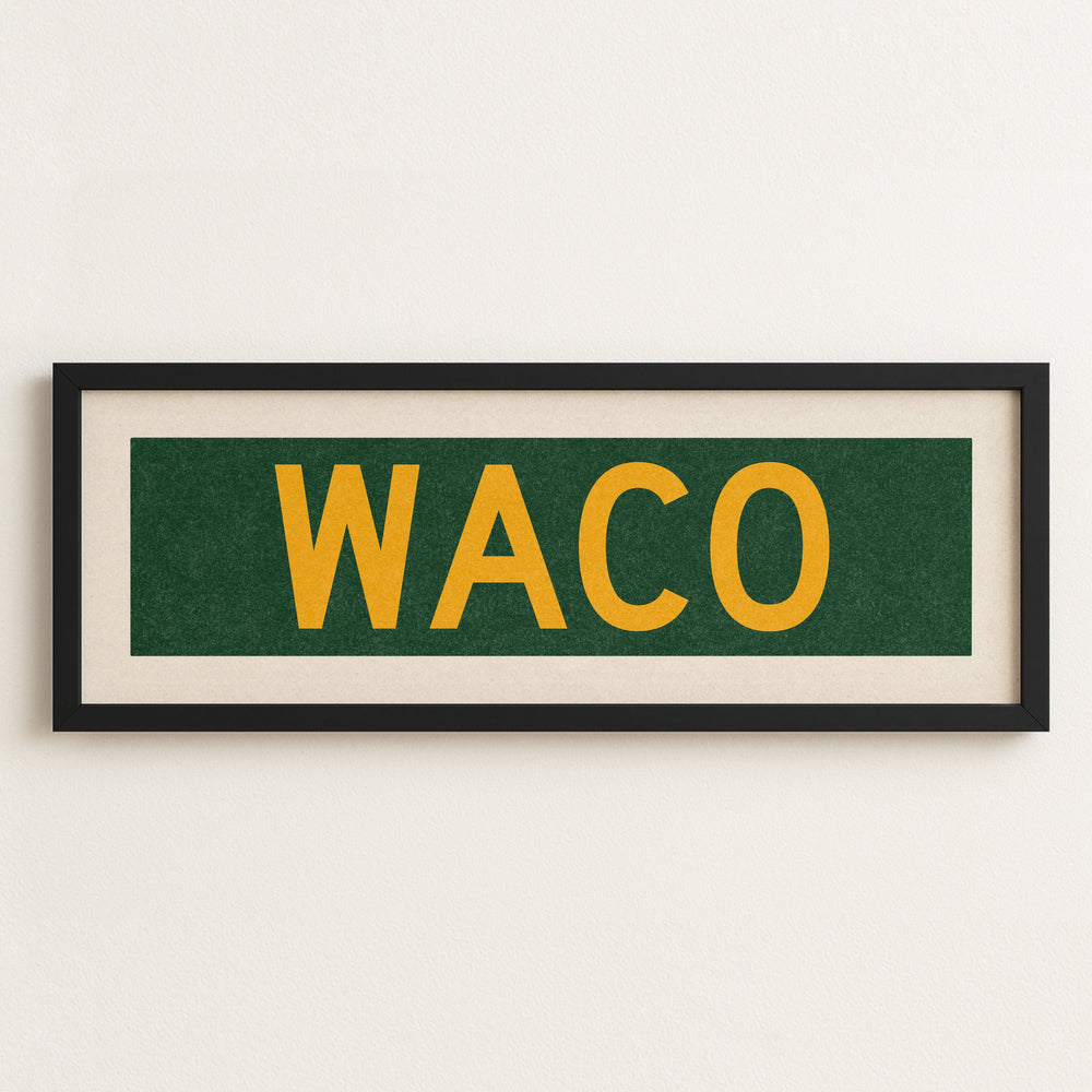 Framed Waco Green Bus Scroll