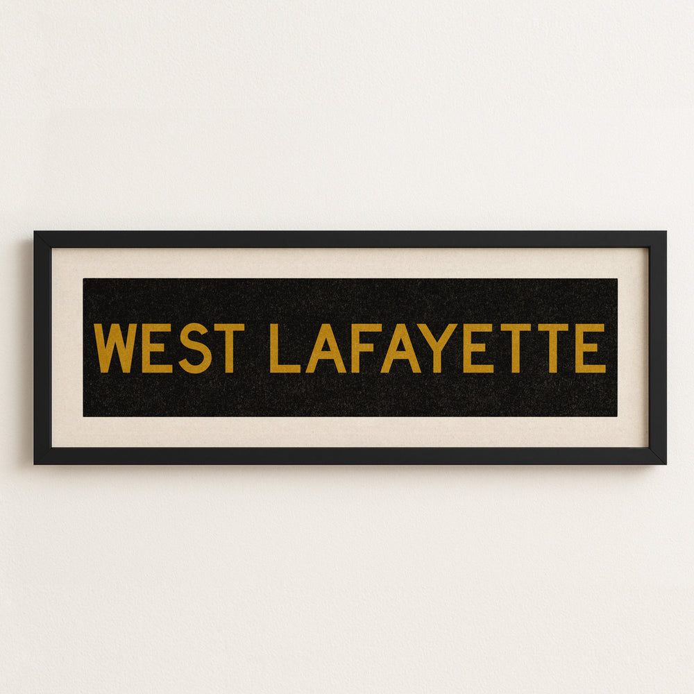 Framed West Lafayette Black and Gold Bus Scroll