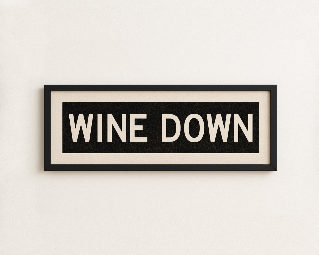 Framed Wine Down Bus Scroll Sign